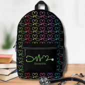Rainbow Heart Stethoscoop Monogram Bedrukte Rugzak