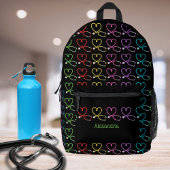 Rainbow Heart Stethoscoop Monogram Bedrukte Rugzak