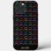 Rainbow Heart Stethoscoop Monogram Case-Mate iPhone Case (Achterkant)
