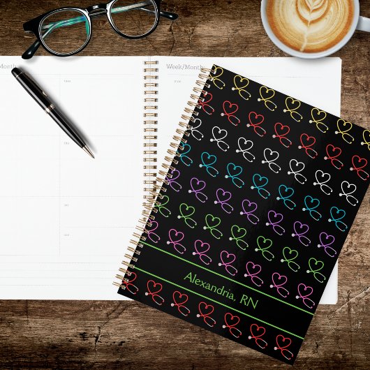 Rainbow Heart Stethoscope Planner