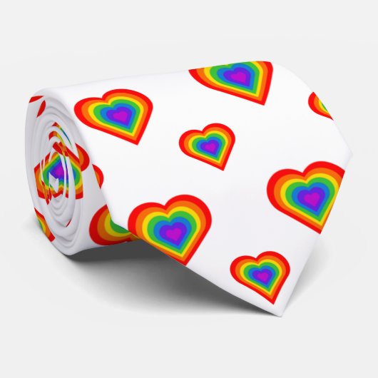 Rainbow Heart Stropdas (Opgerold)