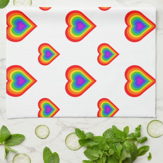 Rainbow Heart Theedoek (Gevouwen)