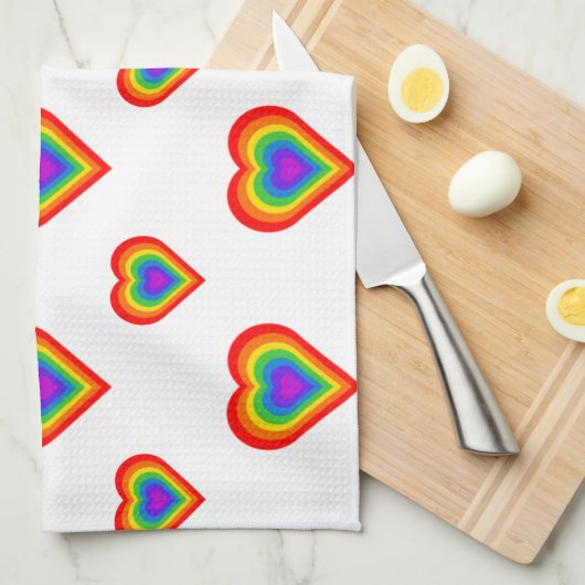 Rainbow Heart Theedoek (Quarter Fold)