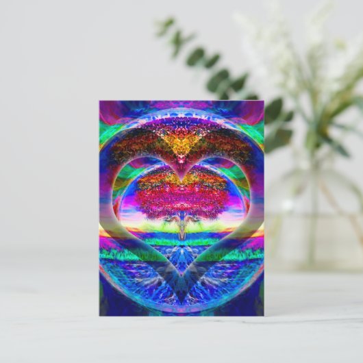 Rainbow Heart Tree of Life Briefkaart (Staand voorkant)