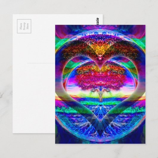 Rainbow Heart Tree of Life Briefkaart (Voorkant / Achterkant)