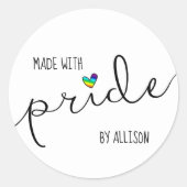 🏳‍🌈Rainbow Heart Typografie gemaakt met trots Ronde Sticker (Voorkant)