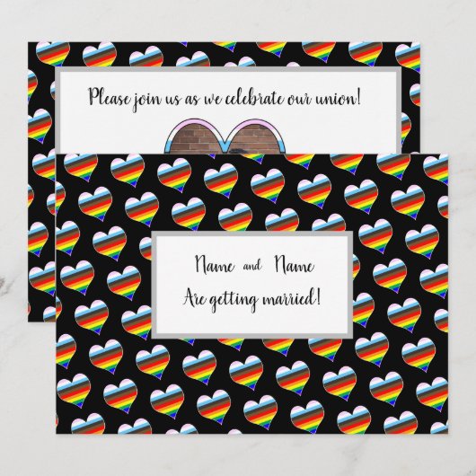 Rainbow Heart-uitnodiging Kaart (Voorkant / Achterkant)