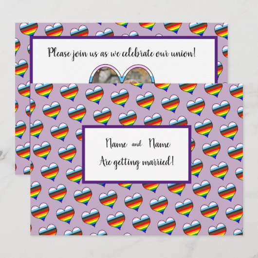 Rainbow Heart-uitnodiging Kaart (Voorkant / Achterkant)