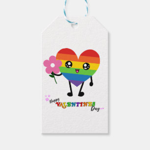 Rainbow Heart-Valentijnsdag Cadeaulabel