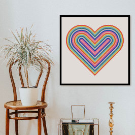 Rainbow Heart Valentijnsdag Poster - Magenta