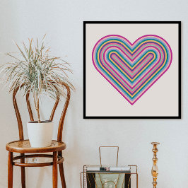 Rainbow Heart Valentijnsdag Poster - Paarse
