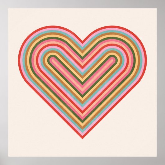 Rainbow Heart Valentijnsdag Poster - Roze (Voorkant)