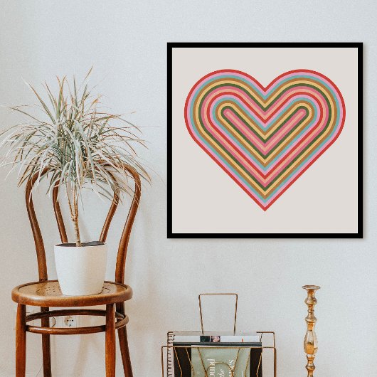 Rainbow Heart Valentijnsdag Poster - Roze