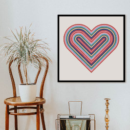 Rainbow Heart Valentijnsdag Poster - Salmon Pink