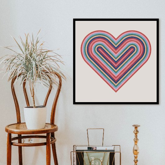 Rainbow Heart Valentijnsdag Poster - Salmon Pink