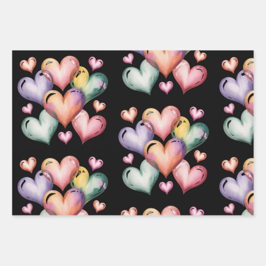Rainbow heart Valentine wrapping paper (Voorkant 2)