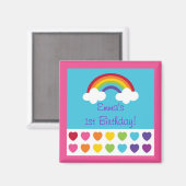 Rainbow Heart Verjaardagsfeestje Favor Magneten (Voorkant / Achterkant)