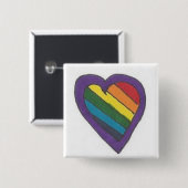 Rainbow Heart Vierkante Button 5,1 Cm (Voorkant /achterkant)