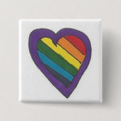 Rainbow Heart Vierkante Button 5,1 Cm (Voorkant)