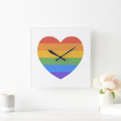 Rainbow Heart Vierkante Klok (Huis)