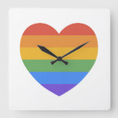 Rainbow Heart Vierkante Klok (Voorkant)