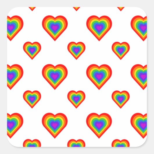 Rainbow Heart Vierkante Sticker (Voorkant)