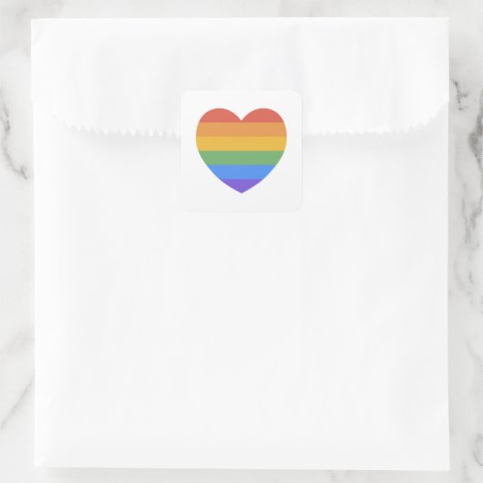 Rainbow Heart Vierkante Sticker (Tas)
