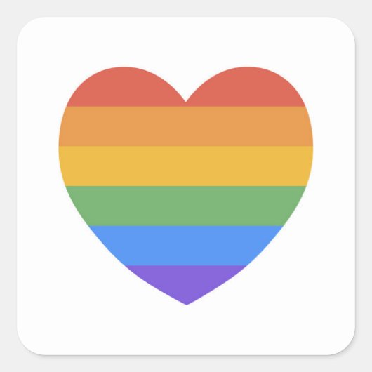 Rainbow Heart Vierkante Sticker (Voorkant)