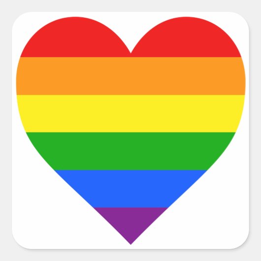 RAINBOW HEART VIERKANTE STICKER (Voorkant)