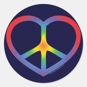 Rainbow Heart Vredesteken Ronde Sticker
