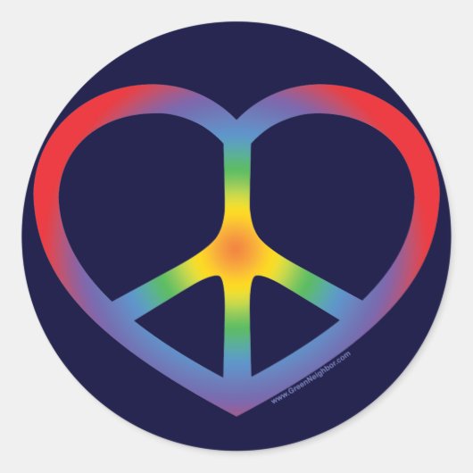 Rainbow Heart Vredesteken Ronde Sticker (Voorkant)