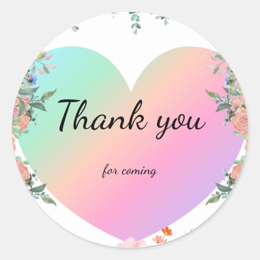 Rainbow Heart waterverf Gradient Bloemverjaardag Ronde Sticker (Voorkant)
