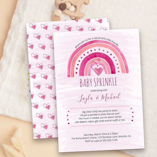 Rainbow Heart Waterverf Was roze Baby Sprinkle Kaart
