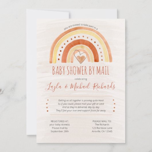 Rainbow Heart Waterverf Wash Baby shower per Mail Kaart (Voorkant)