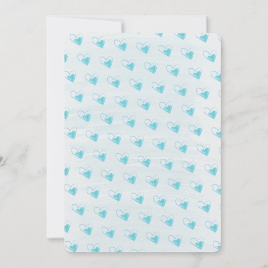 Rainbow Heart Waterverf Wash Blue Baby shower Kaart (Achterkant)