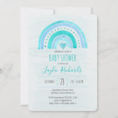 Rainbow Heart Waterverf Wash Blue Baby shower Kaart (Voorkant)