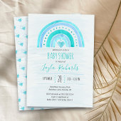 Rainbow Heart Waterverf Wash Blue Baby shower Kaart