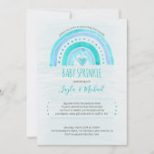 Rainbow Heart Waterverf Wash Blue Baby Sprinkle Kaart (Voorkant)