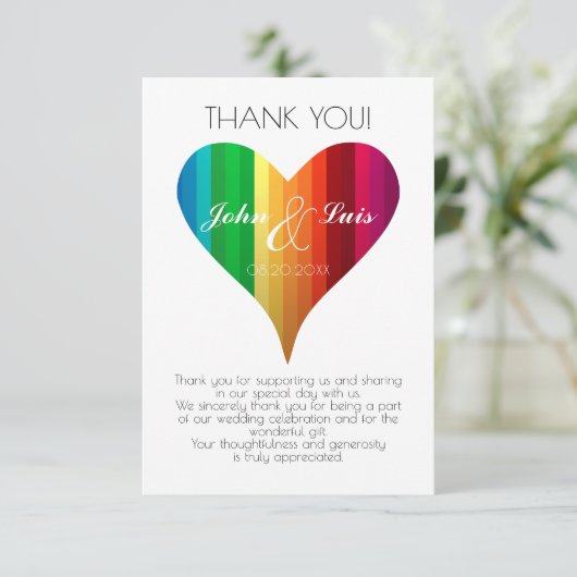Rainbow Heart Wedding Bedankt (Staand voorkant)