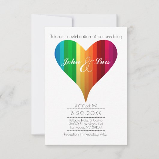Rainbow Heart Wedding Invitation Kaart (Voorkant)