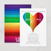 Rainbow Heart Wedding Invitation Kaart (Voorkant / Achterkant)