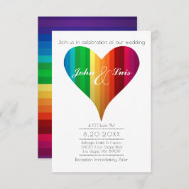 Rainbow Heart Wedding Invitation Kaart