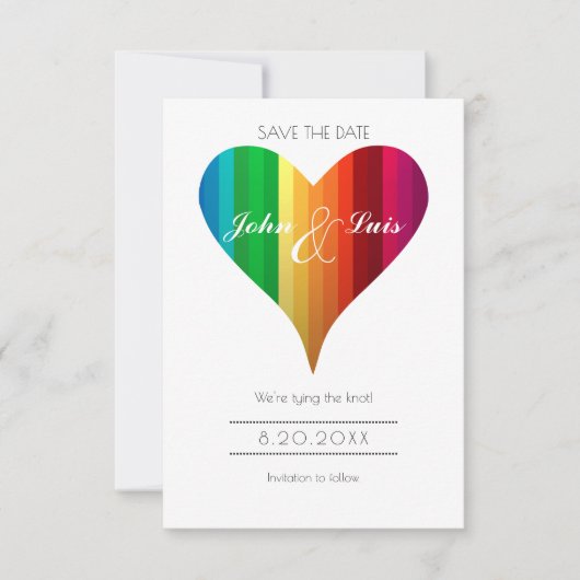 Rainbow Heart Wedding Save the Date (Voorkant)