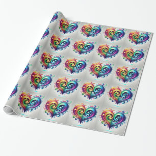 Rainbow Heart wervelende heldere kleuren Cadeaupapier