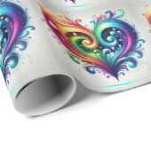 Rainbow Heart wervelende heldere kleuren Cadeaupapier (Rol Hoek)