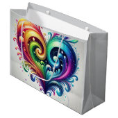 Rainbow Heart wervelende heldere kleuren Groot Cadeauzakje (Voorkant Gekanteld)