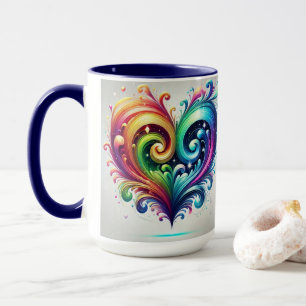 Rainbow Heart wervelende heldere kleuren Mok
