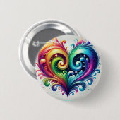 Rainbow Heart wervelende heldere kleuren Ronde Button 5,7 Cm (Voorkant /achterkant)