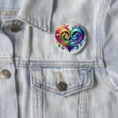 Rainbow Heart wervelende heldere kleuren Ronde Button 5,7 Cm (In situ)