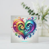 Rainbow Heart wervelende heldere kleuren Save The Date (Staand voorkant)